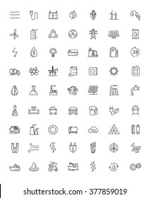 vector black flat energy icons on white