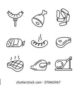 vector black flat food icons on white