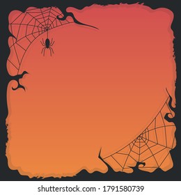 Vector of Black Flat Halloween Border with Spider Web