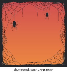 Vector of Black Flat Halloween Border with the Spider Web