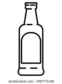 vector black flat icon with the image of a bottle of beer, juice, lemonade, with a label and a lid
