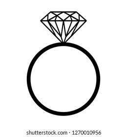 Vector black flat icon wedding ring isolated on white.