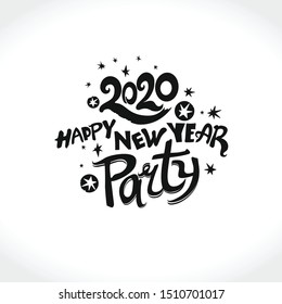 Vector black flat logo 2020. Happy New Year Party 2020. Template for design.
