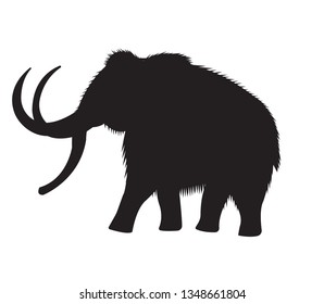 Vector black flat mammoth elephant silhouette icon isolated on white background 