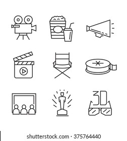 vector black flat movie icons on white