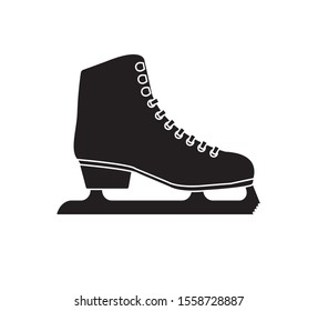 Vector black flat outline ice skates isolated on white background