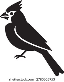 Vector black flat red cardinal bird silhouette isolated. logo Vector Black silhouettes
