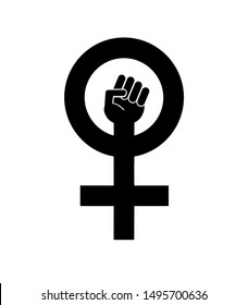 Vector black flat woman power symbol isolated on white background