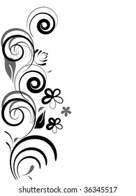 vector black floral composition