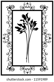 vector black floral frame with flowers