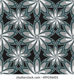 Vector black floral seamless pattern with shadow. For invitation cards, decor and decorating weddings or other festive events