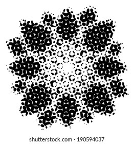 Vector black flower, dotted design, spring and summer symbol