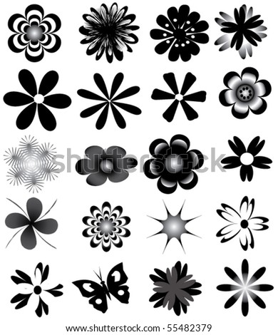 Vector Black Flowers Stock Vector (Royalty Free) 55482379 - Shutterstock