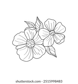 Ícone de flores preto vetor, imagem de silhueta de ilustração, flores de arte de linhas botânicas, desenho à mão desenhado de flor. Desenho fino da botânica da flor.