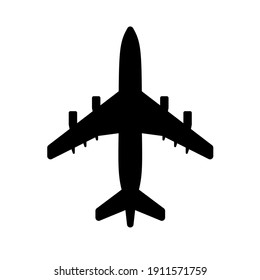 Vector black flying airplane plane silhouette isolated on white background