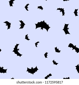 vector black flying bats silhouettes seamless pattern