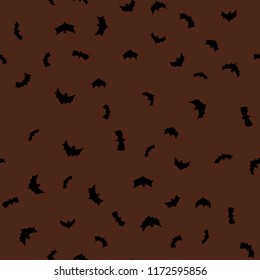 vector black flying bats silhouettes seamless pattern