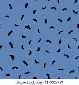 vector black flying bats silhouettes seamless pattern