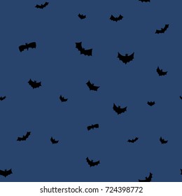 vector black flying bats silhouettes seamless pattern