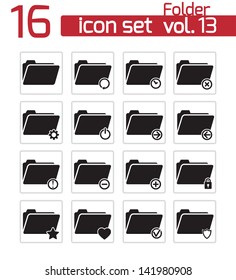 Vector black folder icon set.