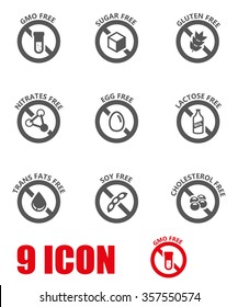 Vector black food dietary labels icon set