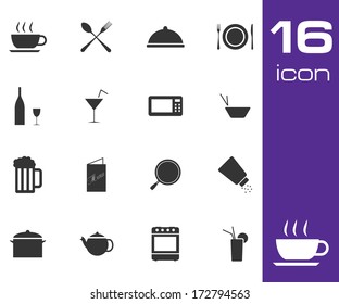 Vector black food  icon set on white background