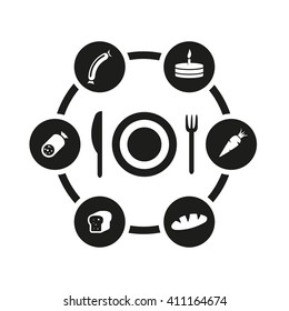 Vector black food icon set