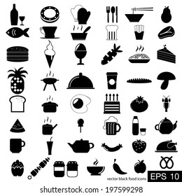 vector black food icons