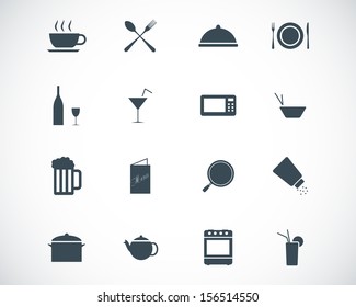 Vector black food icons set