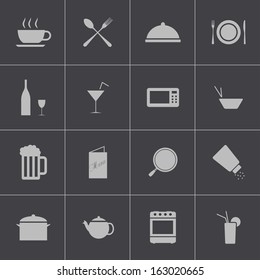 Vector black food icons set
