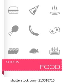 Vector black food icons set on white background