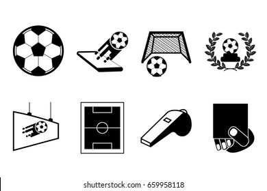 vector black football,soccer icons set