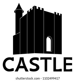 Vector black fortress with a tower. Stronghold. Kingdom
