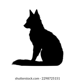 Vector black fox silhouette isolated on white	