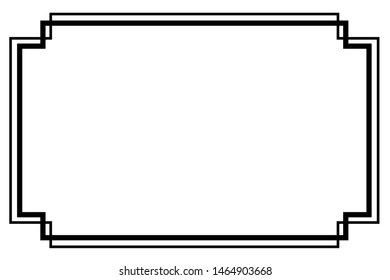 Vector, Black Frame, Double outline, for Certificate, Placard or lunar element design, at white
