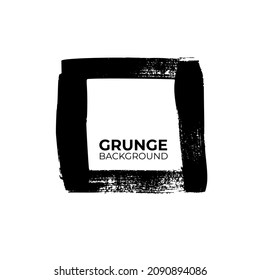 Vector black frame isolated on white background. Grunge square template background with text. Hand drawn square border. Bold black lines. Dirty grunge design frame, border or template for text.