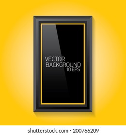 vector black frame on the orange wall.