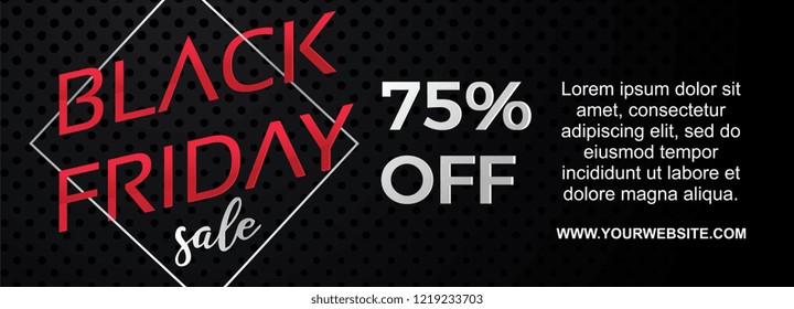 Vector black friday banner with discount geometric frame 3d style minimalist elegant background illustration.