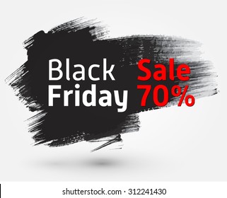 Vector Black Friday Banner Template with Brush Strokes and Title Sale