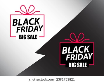 vector black friday big sale symbol logo inside mysterious gift box white and black colors celebrate