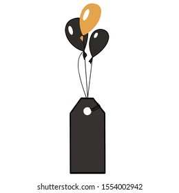 Vector Black Friday color element. Label and balloons on white background