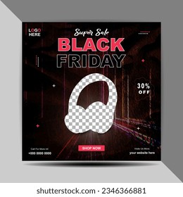 Vector Black Friday Auricular publicación de medios sociales y plantilla de banners web
