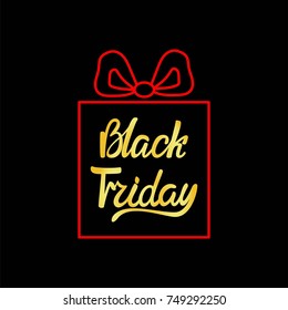 Vector Black Friday illustration. Black Friday box icon.
