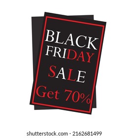 vector black friday label red white letters on black background