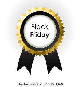 vector Black Friday label with ribbons