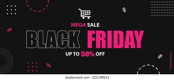 Vector of Black Friday Poster or banner. Black friday day sales banner template design for social media and website