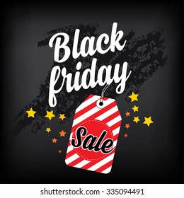 Vector black friday poster. Holiday background and sale design banner. Vector template with shopping tag.