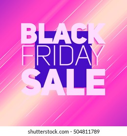 Vector Black Friday Sale background with shining ray of energy. Vector illustration on light  violet background. Abstract glowing lines, light trails. Psychedelic colors.
