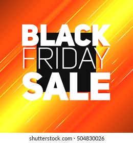 Vector Black Friday Sale background with shining ray of energy. Vector illustration on light  orange background. Abstract glowing lines, light trails. Psychedelic colors.