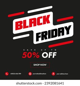 Vector black friday sale offer banner for social media post